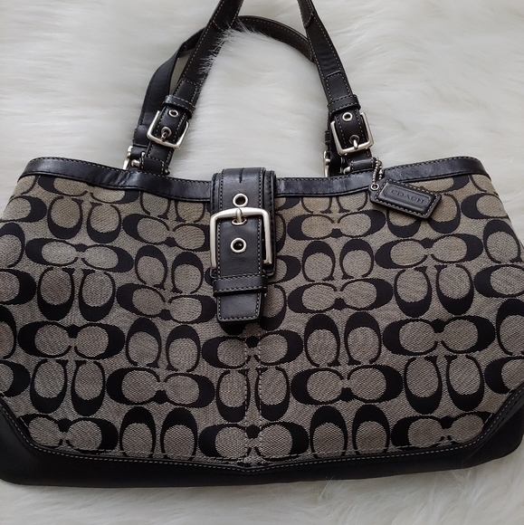 Coach Handbags - EUC Coach Hampton Black/Gray Satchel